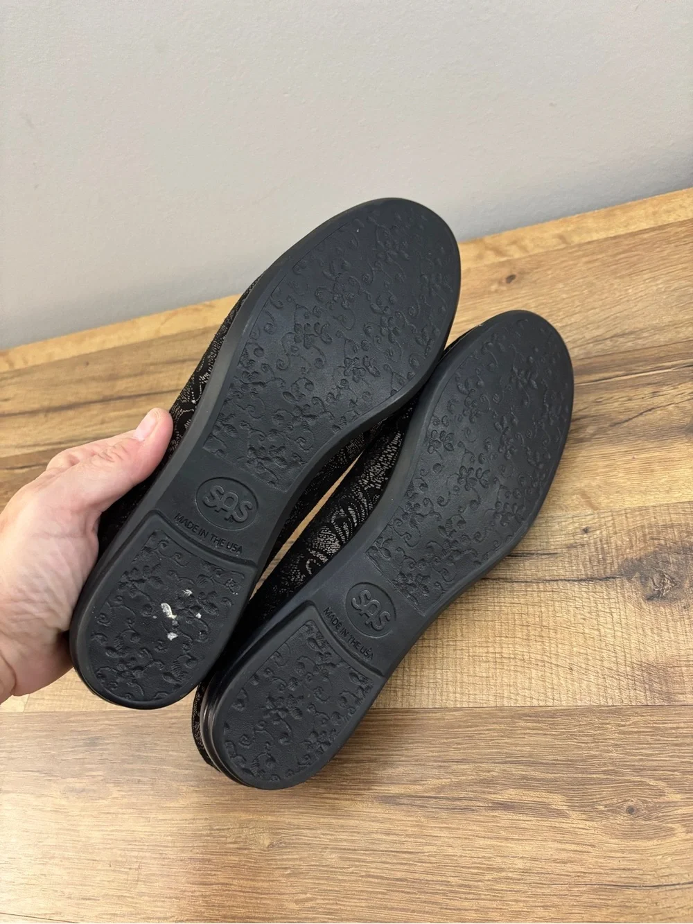 SAS Scenic Ballet Flat Shoes Black Lace Women’s